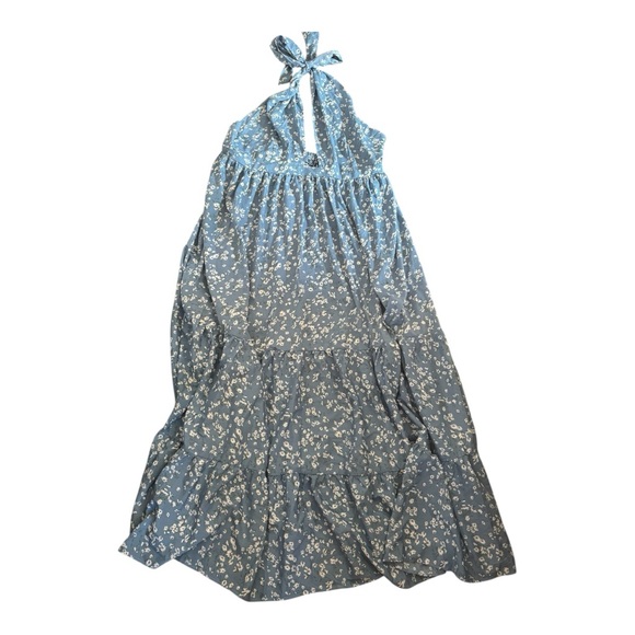 SHEIN Curve 2XL Plus Ditsy Floral Backless Ruffle Hem Halter Dress. - Picture 2 of 7